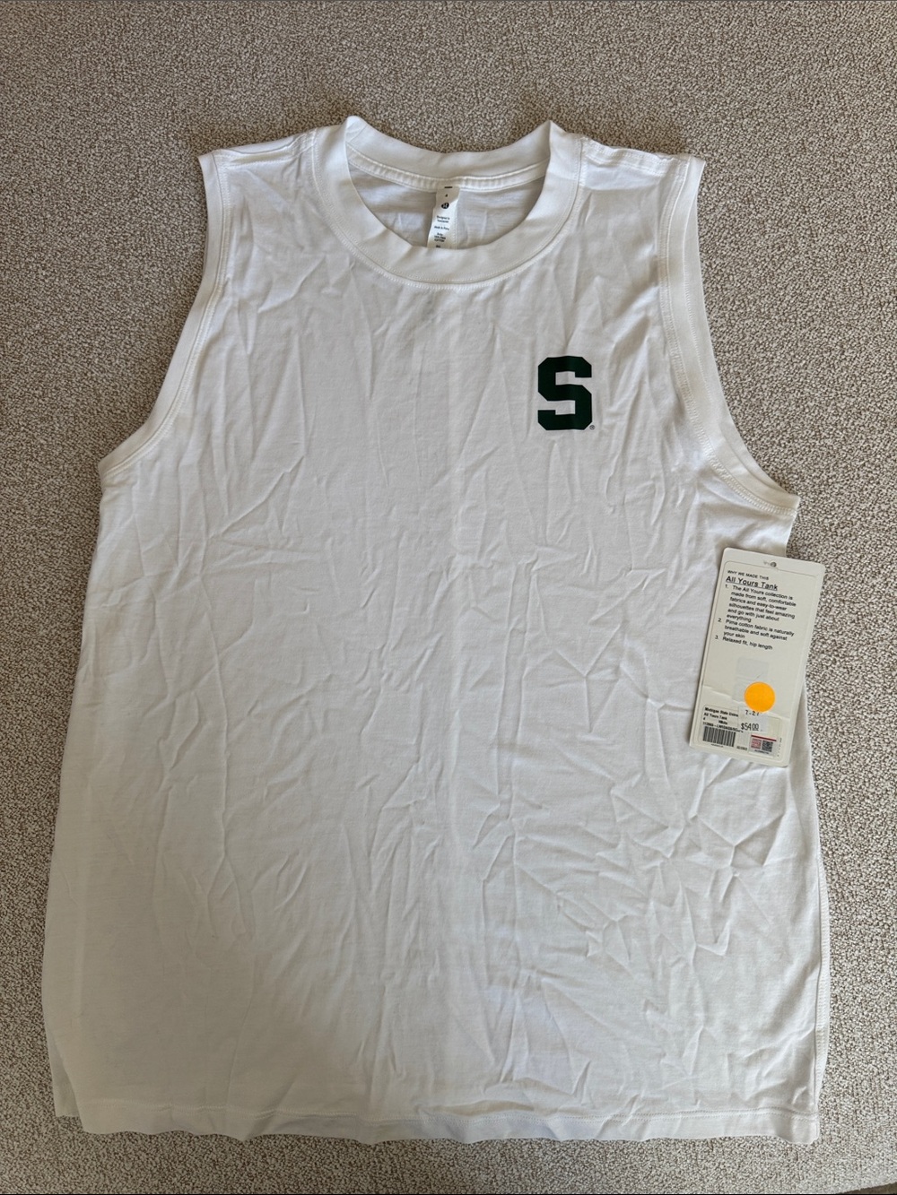 Michigan State lululemon athletica White Muscle Tee with Green 'S' Graphic